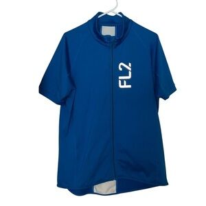 FL2 Cycling Biking Full Zip Bike Jersey SS Shirt Men’s Size L Blue White